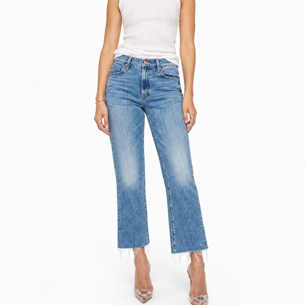 Mother The outsider Sneak frayed jeans blue wash size 29